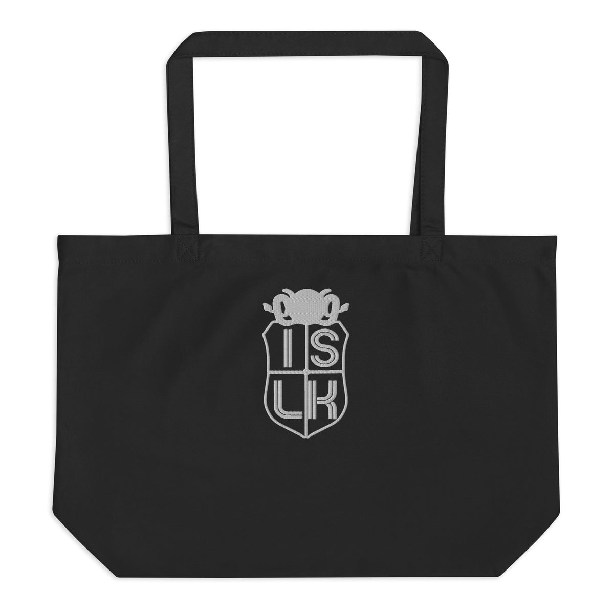 Large Stitched White Crest Tote Bag - ISLK